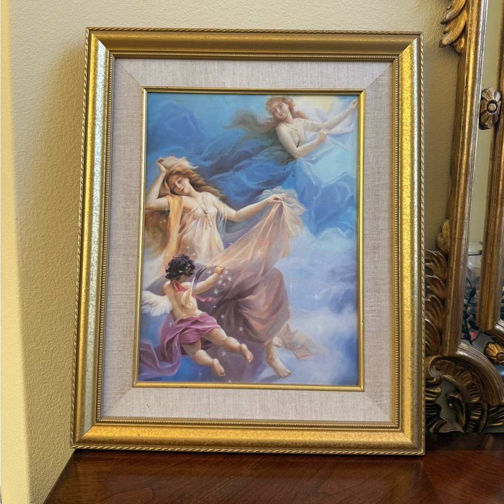 Gold wood Framed Angelic Art canvas Print